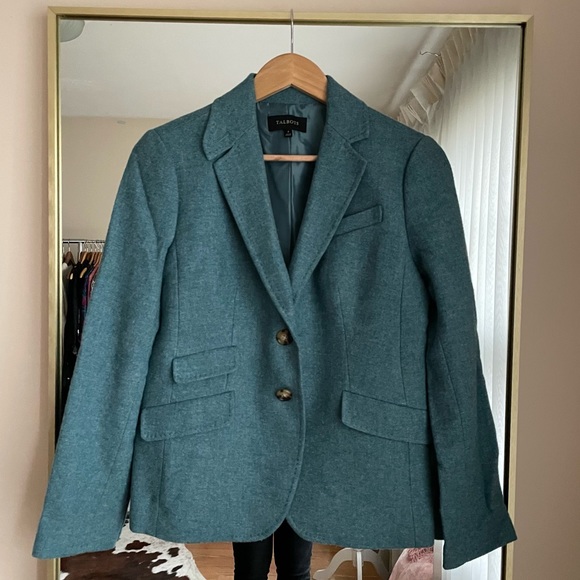 Talbots Teal Blue Woolblend Blazer Size 4 - Picture 2 of 13